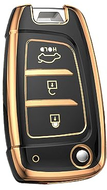 KUNIO Klapp Schlüsselhülle Passt für Hyundai Kona i30 Tucson NX4 2019 2020 2021 2022 2018 2017 2016 Schutzhülle TPU Autoschlüssel Schutz Schlüsselcover 3 Tasten A Schwarz