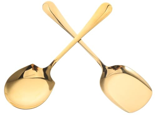 HOMSFOU Cuchara de servicio de acero inoxidable grande reutilizable 22.50 cm Cuchara de cocina para buffet hogar restaurante utensilio de mango largo