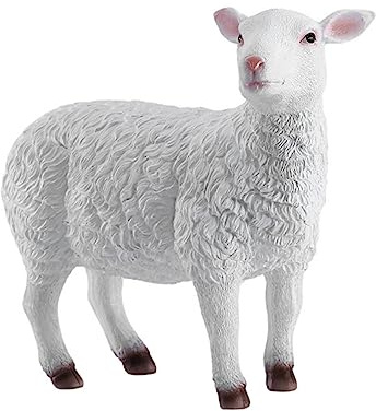 Supvox Dekorative Lichter Kinder Lamm Mutlon-Spielzeug großer Garten Ornament Modelle Gartenverzierung Simulation Schaf Tier Statue Geburtstagsgeschenk Cafe Kunsthandwerk Harz Weiß