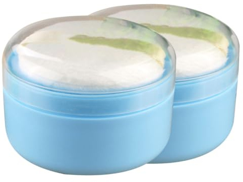 VICASKY Puderquastenbox 2 Stück Blau Weiches Talkum Puderquastenetui Für Neugeborene Und Kleinkinder Praktisches Aufbewahrungsbehälter Für Babypuder Hautschonender Schwamm Für Körperpflege