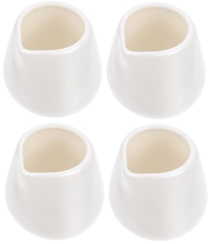 Baluue Ceramic Small Milk Jug 4pcs Mini Creamer Pitcher Set - White Coffee Creamer Pourer - Milk Jug - Gravy Pourer - Serving Pitcher Cups for Kitchen and Home Use