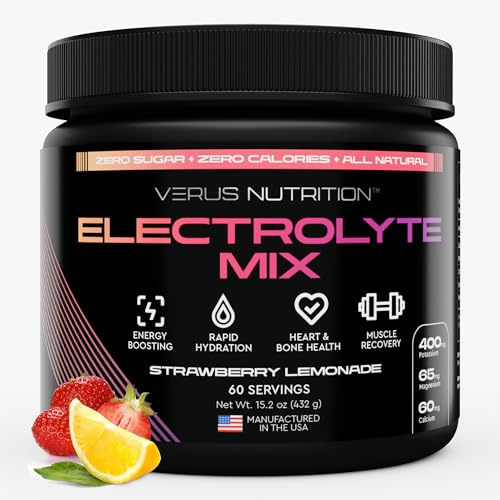 VERUS NUTRITION Electrolytes Powder No Sugar- Zero Calorie Hydration Powder | Sugar Free Electrolytes for Fasting, Keto & Vegan | Natural Ingredients Electrolyte Mix, 60 Servings