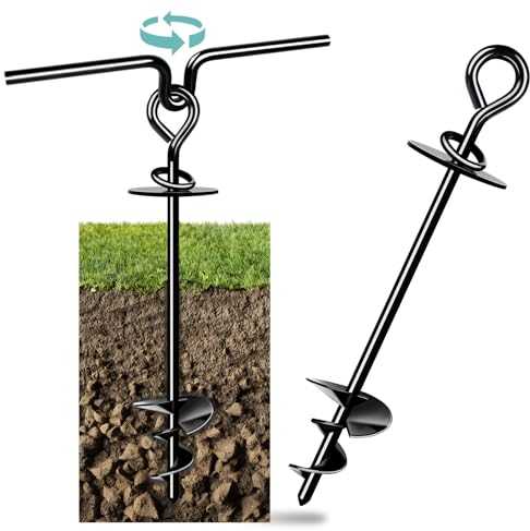 Ancla de Suelo para Perros, Estaca de Amarre para Perros al Aire Libre Antioxidante para Perros Grandes de hasta 220 Libras, Estaca de Rotación Libre para Perros para Jardín, Playa, Césped(Negro)