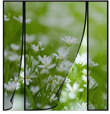 Magnet Fliegengitter Tür 150x190cm, Seitliche Öffnung Fliegengitter Ohne Bohren Insektenschutz Balkontür Fliegenvorhang aus Polyeater Netz, mit Klebeband, für Terrassentür, Kellertür, Schwarz