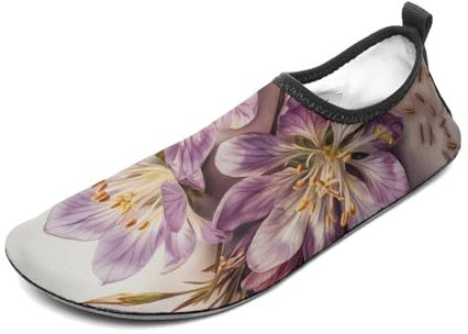 Wasserschuhe für Damen und Herren, schnelltrocknend, Aqua-Socken, Barfußschuhe, lila Blumen, Sport, Strand, Schwimmschuhe, Stil 2, 36/37 EU