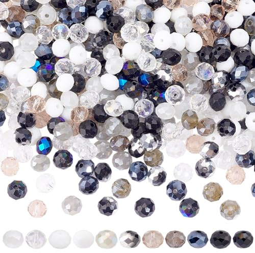 PH PandaHall 384pz Perline di Vetro Sfaccettate 12 Colori Perline di Cristallo Sfaccettate, 8mm Perlines Distanziatrici Rotonde per Creazione di Gioielli Collane Braccialetti Fai Da Te