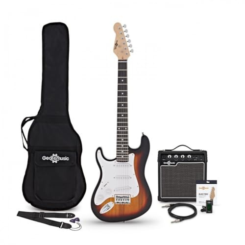 Linkshänder 3/4 Größe E-Gitarre mit 10W Verstärker und Zubehör LA von Gear4music, Sunburst