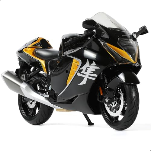 Risopen Motorrad Spielzeug für Kinder 1:12, Legierung Mini Motorcycle Modell Kompatibel für Suzuki Hayabusa Motorrad Miniatur Nachbildung Geburtstag Geschenke für Motorradmodell Fans -Black
