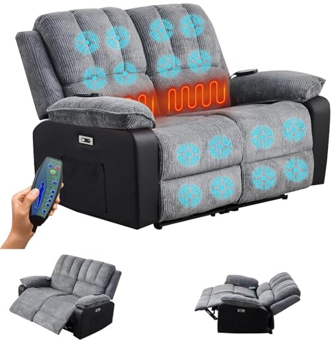 LSBIKE LS Wohltuender Massagesessel für 2 Personen mit Heizung – Elektrischer Relax-Sofa für Senioren, Wärmefunktion für Rücken & Beine, Sanfte Shiatsu-Massage, Einfache Bedienung