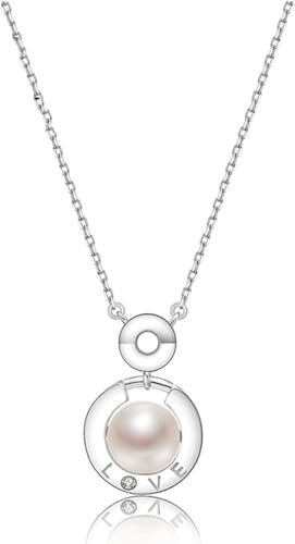 SADEW Bijoux/Colliers Collier S925 Pendentif Perle d'eau Douce Chaîne 7-8mm Blanc Cuit à la Vapeur Forme de Chignon Bijoux de Mode Cadeau Pendentifs pour Femmes