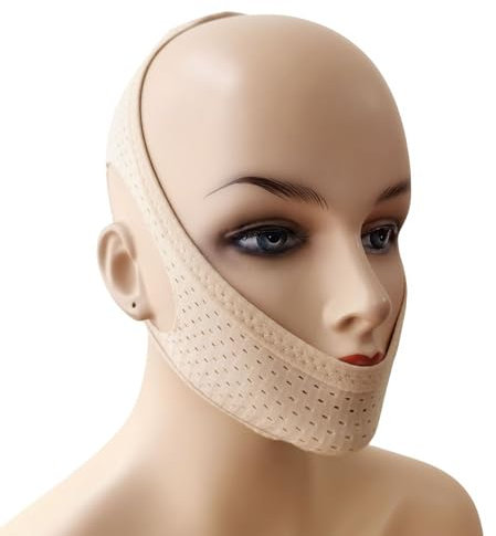 Mesh V-Gesicht, atmungsaktiver Anti-Schnarch-Gürtel, Schlafmaske, Anti-Ausatemgürtel, 24 neue Kinnauflage, Mundatmungskorrektur (Teint)