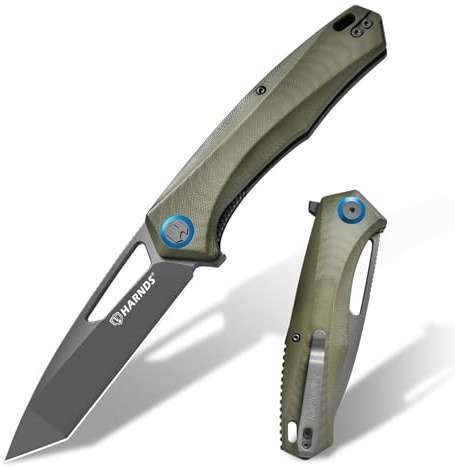 Harnds Taschenmesser, 3.66'' D2 Stahl Klappmesser, Tanto Klinge EDC Messer mit Taschenclip für Männer, G10 Griff, Outdoor Messer Überlebensmesser, Alcor