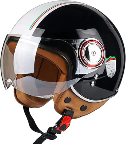 casco jet vintage Caschi Jet, Mezzo Casco Da Motociclista Vintage Caschi Cromwell Caschi Casco A Scodella Scooter Motorino DOT/ECE Omologato Mezzo Elmetto Da Moto 5,XL=59-60cm