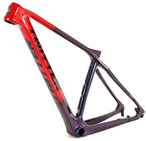 HSIRYAOHD 27,5er 29er Hardtail-Mountainbike-Rahmen aus Kohlefaser, 38,1 cm/43,2 cm/43,2 cm/48,3 cm/48,1 cm, XC AM QR, 135 mm, Scheibenbremsrahmen, interne Führung (73,2 x 43,2 cm, rot)