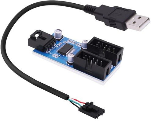 YARCHONN USB Type A to Dual 9 Pin Motherboard Internal splitter Adapter
