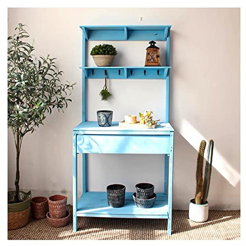 Potting Bench, Garden Potting Bench Table, 4 Tier Plant Shelf, Indoor Outdoor Flower Pot Display Shelf Rack, Planter Holder, For Porch, Greenhouse