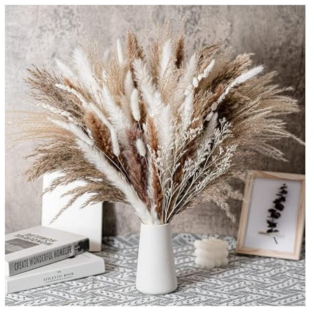 ePicsoa Getrocknete Pampasgras Dekoration, 90 Stück Pampasgras mit Bunny-Tails-getrockneten Blumen, Schilfgrasstrauß für Hochzeits-Boho-Blumen und Tischdekoration zu Hause, Rustikale Bauernhaus-Party
