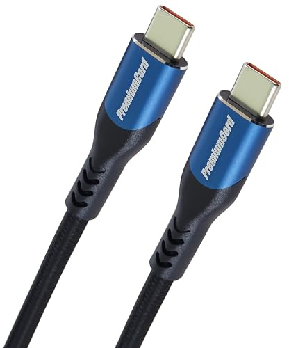 PremiumCord Cable de Conexión USB-C 3.2 Gen 2x2, Cable de Datos Superspeed ​​Hasta 20Gbit/s, Cable de Carga Hasta 5A, Potencia 100W, Soporta PD3.0 / QC4.0, USB 3.2 Generation 2x2, Azul, Longitud 1m