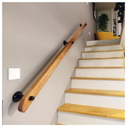 HBOOMOEM Pasamanos De Escalera De Madera，Barandilla De Escalera De Madera Antideslizante，Adecuado Para Pasillos Interiores Y Exteriores, áTicos, Porches Y Patios.(180CM/70.9in)