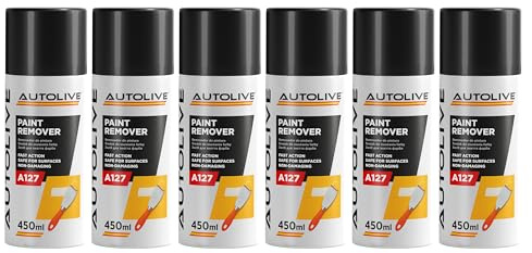AUTOLIVE Eliminador de Pintura Profesional Spray Pack de 6 x 450 ml – Acción Rápida, Seguro para Superficies y No Dañino – Elimina Pintura, Laca, Goma de Mascar y Suciedad Difícil