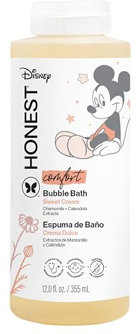 The Honest Company Foaming Bubble Bath Gentle Enough for Baby Dermatologist Tested Tear-Free Hypoallergenic Disney’s Mickey Mouse Comfort Sweet Cream 12 fl oz