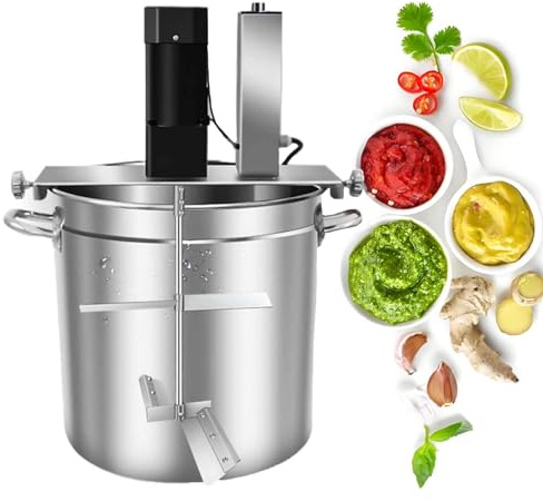 Mescolatore automatico per pentole, mescolatore elettrico per marmellate, macchina per friggere commerciale in acciaio inox per zuppe e salse con velocità regolabile, 4 lame,per preparare marmellate