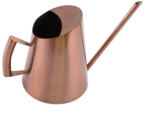 Oniissy Regadera de acero inoxidable con boquilla larga para plantas de interior y exterior con diseño moderno, construcción resistente al óxido para un riego preciso de flores y (1500 ml de cobre)