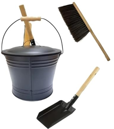 Seau à Cendres Chaudes avec Pelle et Brosse, Outil de Nettoyage Portable for cheminées