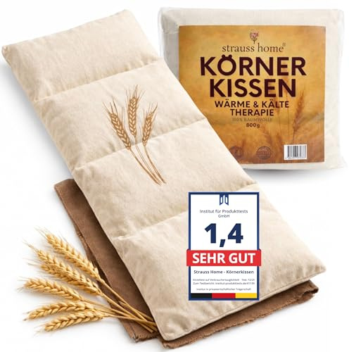 Strauss Home® Kirschkernkissen Mikrowelle, Körnerkissen Mikrowelle, Kirschkernkissen Nacken Schulter, Baumwollstoff 50x20cm (Mit Körner)