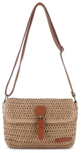 EDLMKM Straw Bag for Women, Small Summer Beach Crossbody Bag with Zipper, Women's Straw Crossbody Bag, Bohemian Weave Handmade Shoulder Handbags for Holiday Beach Travel