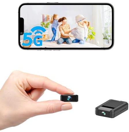 XNJ 4K Mini Kamera, 2.4/5 Ghz WLAN Innenkamera180° drehbarem Objektiv automatische, Bewegungserkennung, Nachtsicht, SD & Cloud Speicher, ideal für Zuhause, Baby & Büro, Schwarz