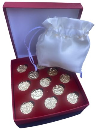 DOCOLASTRA Arras de la Vida © Doradas con Estuche y Saquito Conjunto Emperatriz, para Todas Las Bodas y Enlaces.