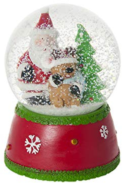 Mousehouse Gifts Palla di Neve Natale Babbo Natale e Reindeere con Neve Decorativa e Musicale