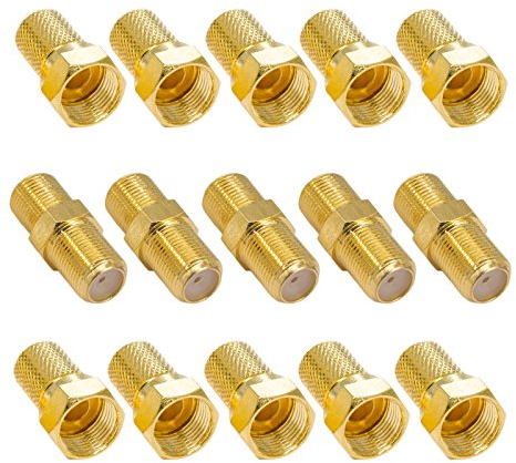 HB-DIGITAL 10x F-Stecker 7mm schmaler Mutter + 5x Profi SAT Koaxialkabel Adapter Verbinder F-Kupplung F-stecker Für Fernsehkabel Antennenkabel Satelliten Kabel - Vergoldet