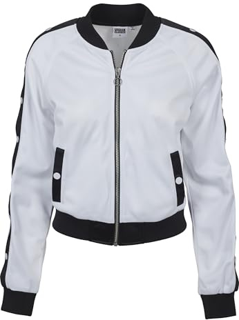 Urban Classics Ladies Button Up Track Jacket Giacca Sportiva, Bianco (White/Black/White), M Donna