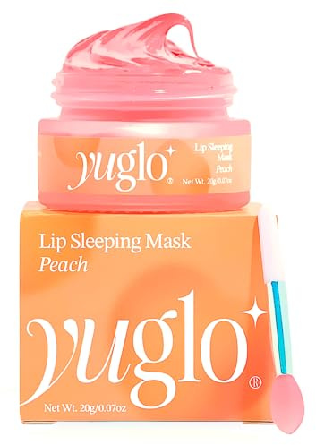 YUGLO Lip Sleeping Mask Peach | Overnight Lip Mask & Lip Gloss Balm | Hydrating Lip Moisturizer for Dry Lips | Lip Plumping Glossy Finish | Lip Conditioner Overnight