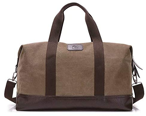 MILASIA Große Reisetaschen, Leder Wochenend Tasche, Unisex Vintage Handgepäck Seesack, Vintage Handtasche Sporttasche, Segeltuch Wasserdicht Reisegepäck Schultertasche Umhängetasche (Braun)