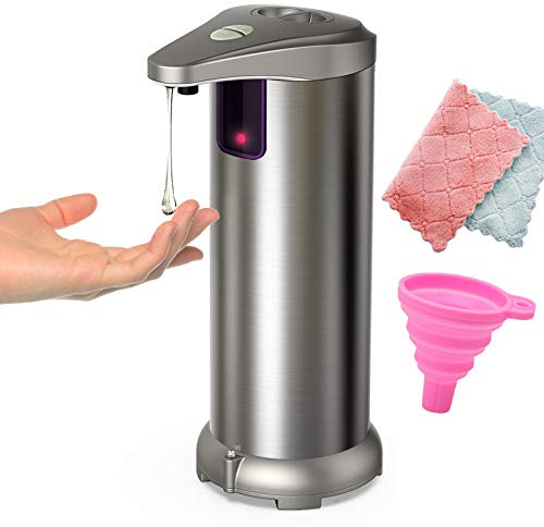 Infrared Automatic Soap Dispenser, Stainless Steel Handfree Touchless Soap Dispenser Sensor Dispenser for Bathroom Kitchen Hotel Restaurant. 4 AAA Batteries (NOT Included)