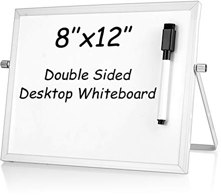 euroharry Trockenlöschen Whiteboard Weiße Tafel Desktop Mini Staffelei umschaltbarer Notizblock (18x28cm)