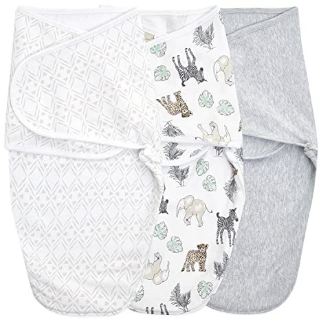 aden + anais essentials Easy Swaddle™ wrap, Baby-Pucksack für mühelos pucken, Wickel-Pucktuch aus 100% Baumwolle für Neugeborene, 4-6 Monate, 1,0 TOG, 3er-Pack, Toile