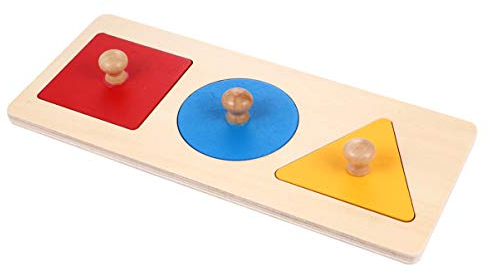 Kisangel 1 Satz Geometrisches Puzzle Board Montessori Mehrere Form Puzzle Knopf Holz Puzzle Board Vorschule Lernmaterial Spielzeug für Baby Kleinkinder Kinder