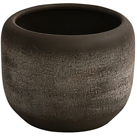 Dehner Übertopf Romy, Ø 32 cm, Höhe 28 cm, Keramik, Dunkelbraun