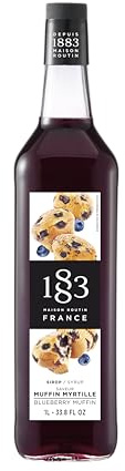 1883 Maison Routin Blueberry-Muffin Syrup Perfect for Coffees, Cocktails, Mocktails & Smoothies - Vegan-Friendly, Allergen-Free, No Preservatives - 1L Glass Bottle