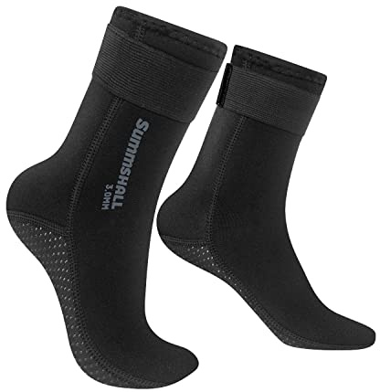 Summshall Unisex 3 mm neopren termiska halkfria våtdräktsstrumpor, svart, L