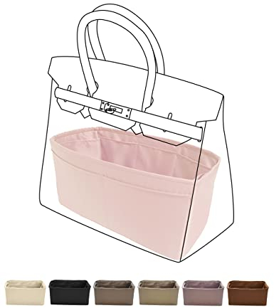 DGAZ Seide Handtaschen Organizer, Taschenorganizer Tasche in Tasche Organizer Innentaschen für Birkin 20/25/30/35/40/45/50 Taschen (Rosa, BK25)