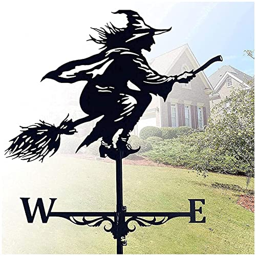 VVLXRIC Gartendeko Hexe, Wetterhahn Fuers Dach Metall, Hexe aus Gusseisen Garten Dekorationen, Windfahne FüR DraußEn, für Hausgarten, Hof, Halloween, Außendekoration
