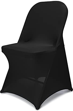 Babenest 100 Stück Spandex-Klappstuhlbezüge, verbessert, universal, dehnbar, waschbar, für Hochzeit, Urlaub, Bankett, Party, Feier (schwarz)