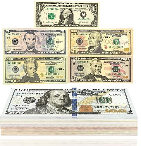 Dollar Spielgeld (120 Scheine, 6 Verschiedene Werte) -Dollar Props, Spielgeld Scheine, Dollar -Scheine, Prop Money Spielgeld Kinder Geldscheine Für Kinder Kaufladen Zubehör, Kaufmannsladen Zubehör