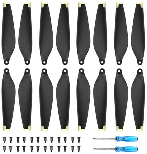 Bocguy Mini 3 Propeller, 16 Pcs Drohne DJI Mini 3 Propeller mit 24 Schrauben und 2 Schraubendreher, DJI Mini 3 Zubehör für Drohnenersatz, Low-Noise & Stabil Propeller (Gold)