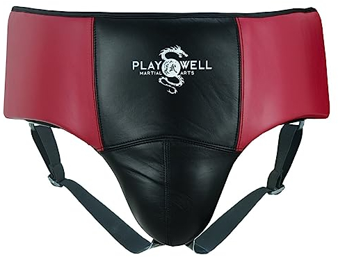 Pro Boxers Tiefschutz aus Leder, Schwarz / Kastanienbraun, Größe M